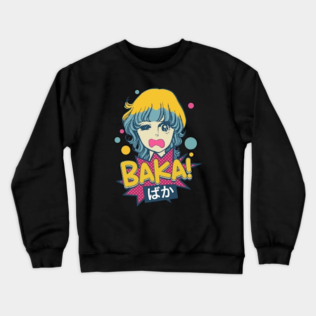 Baka! Japanese Aesthetic Otaku Girl Vintage Crewneck Sweatshirt by Issho Ni